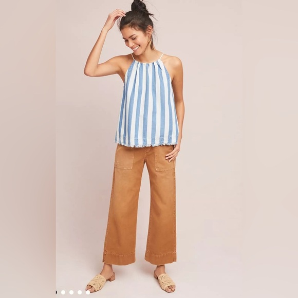 Maeve Anthropologie Chambray Printed Halter Top Size XL - Picture 2 of 12